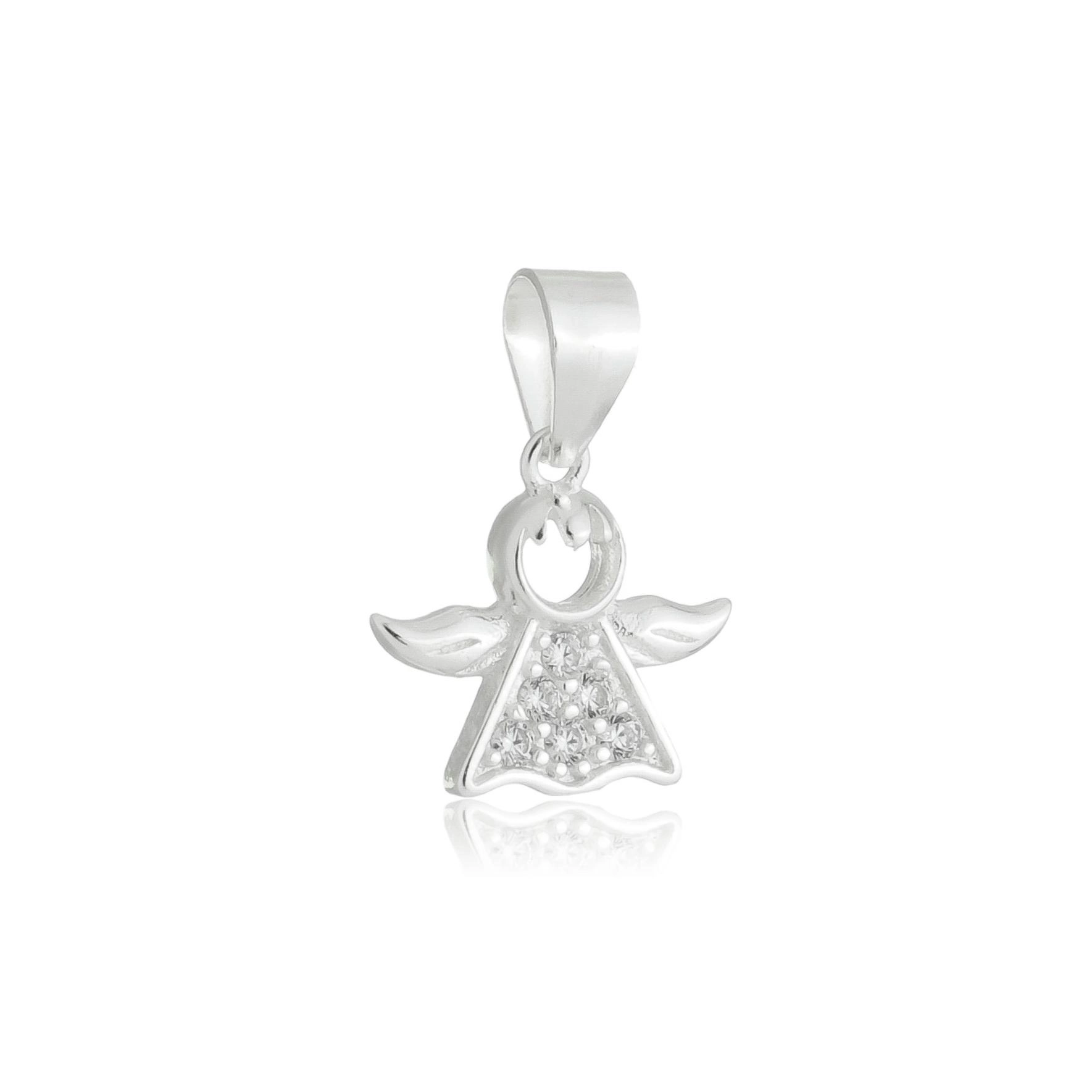 Pingente Prata Anjo C/Zircônias Prata 925