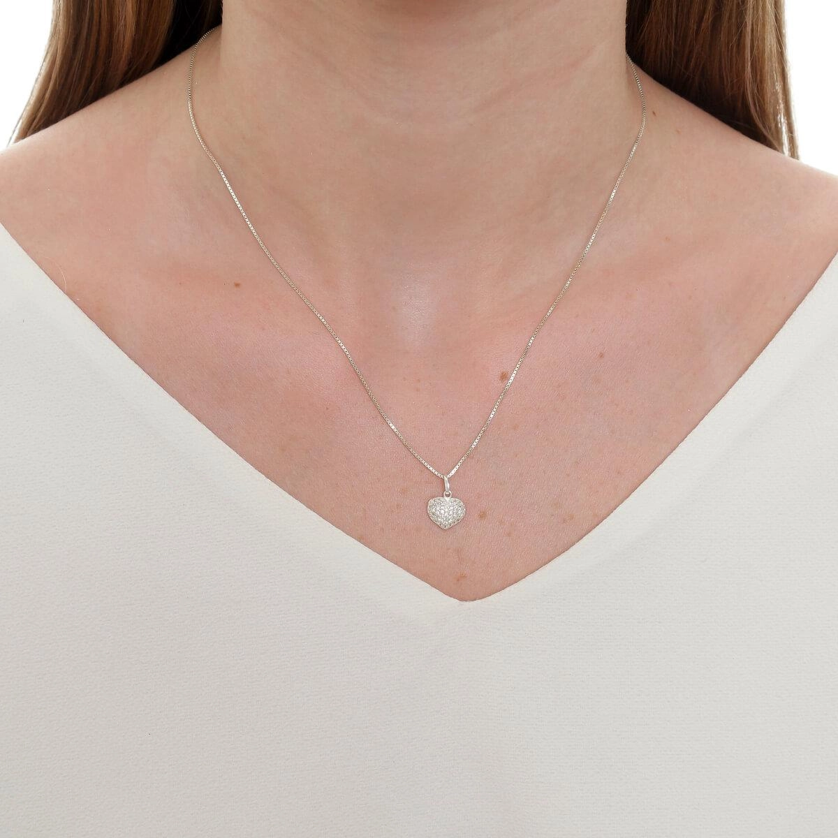 Pingente Prata Coração C/Zircônia 11mm Prata 925