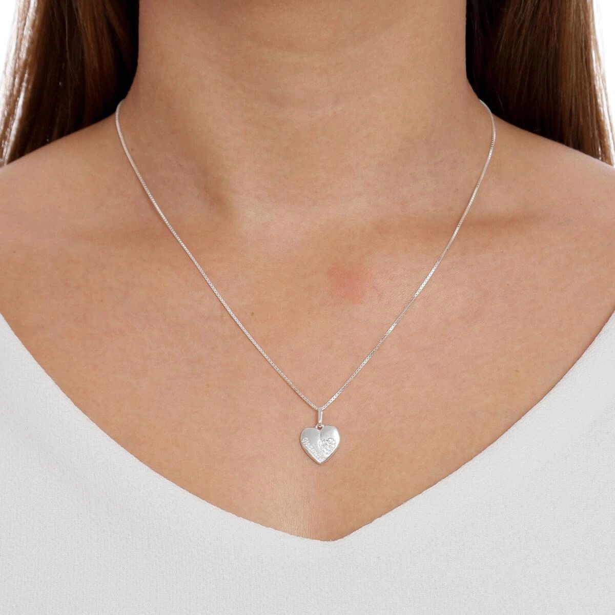 Pingente Prata Coração Mamãe C/Zircônia 11.70mm Prata 925