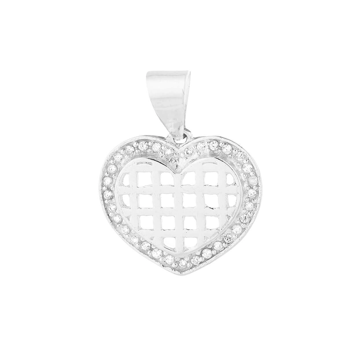 Pingente Prata Coração Trabalhado 16mm Prata 925