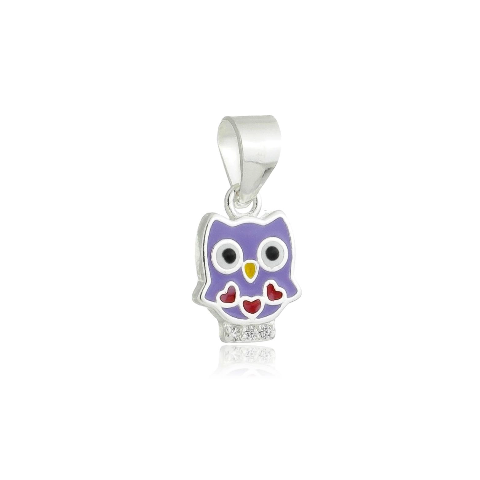 Pingente Prata Coruja Diversas Cores Prata 925