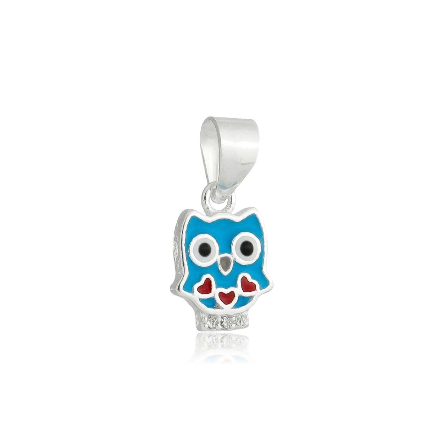 Pingente Prata Coruja Diversas Cores Prata 925