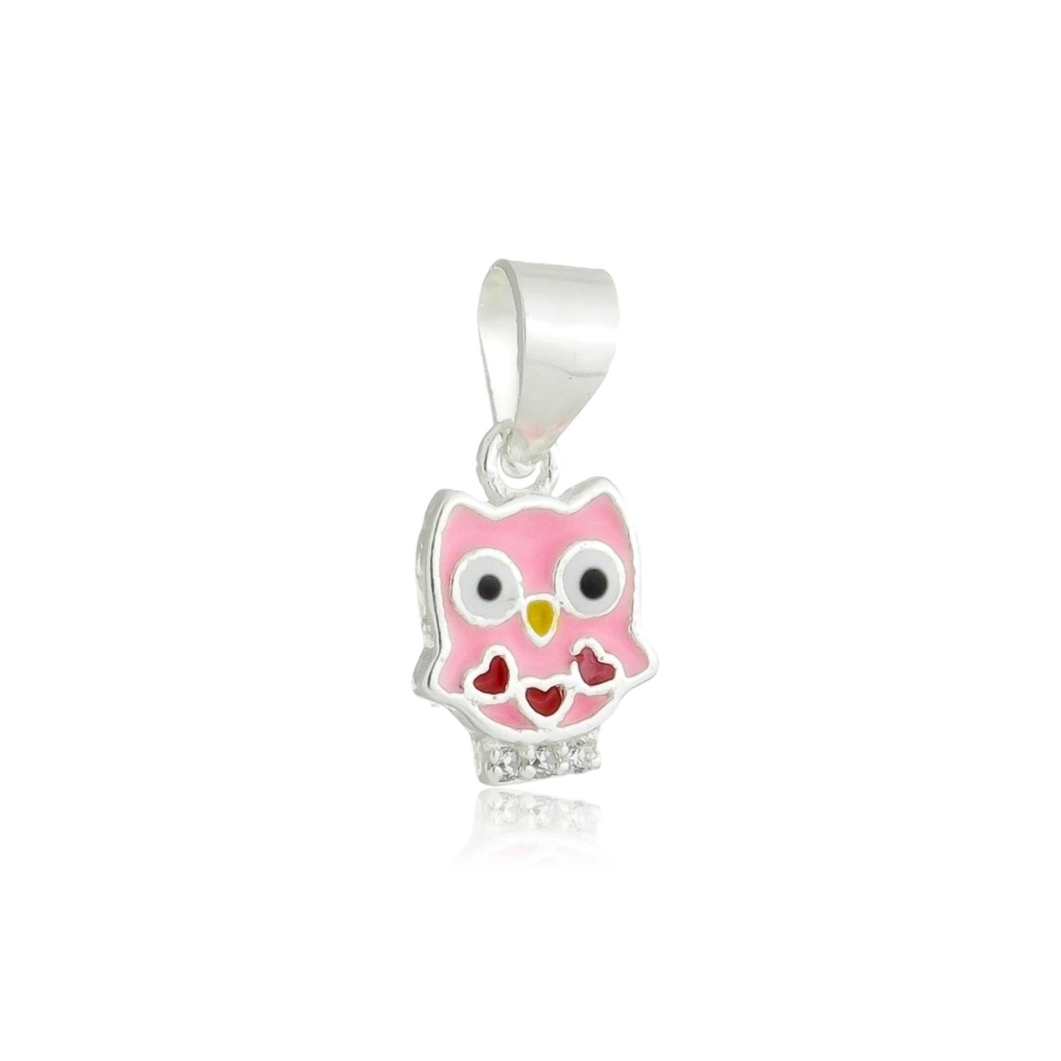 Pingente Prata Coruja Diversas Cores Prata 925
