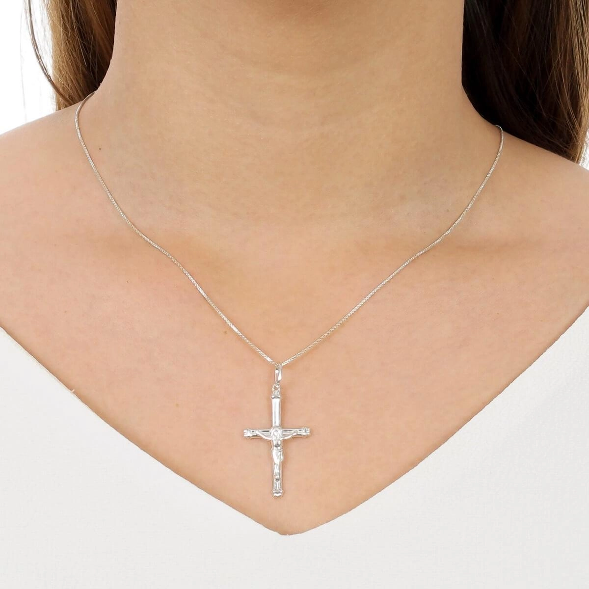 Pingente Prata Cruz C/Cristo 32mm