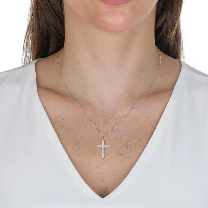 Pingente Prata Cruz Cristo Inri 2.40cm Prata 925