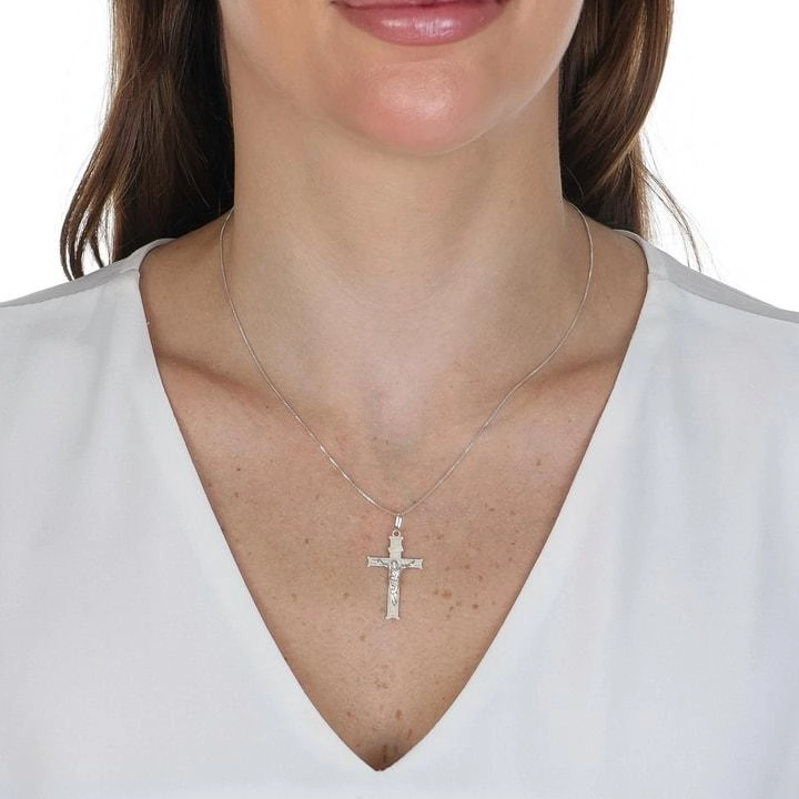 Pingente Prata Cruz Cristo Inri 3cm Prata 925