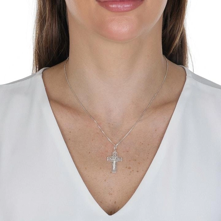 Pingente Prata Cruz Cristo Vazado 2.70cm Prata 925