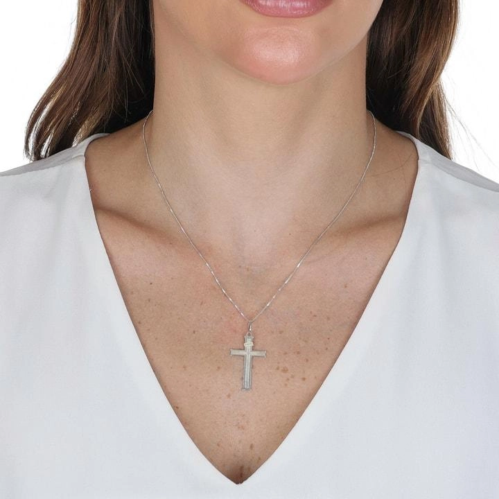 Pingente Prata Cruz Inri 3cm Prata 925