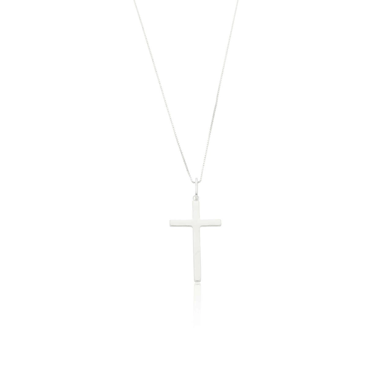 Pingente Prata Cruz Lisa 3.20cm Prata 925