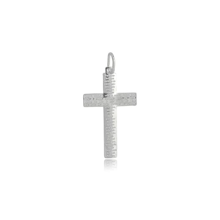 Pingente Prata Cruz Pai Nosso 2cm Prata 925