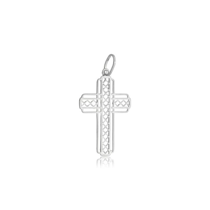 Pingente Prata Cruz Vazada 2.75cm Prata 925