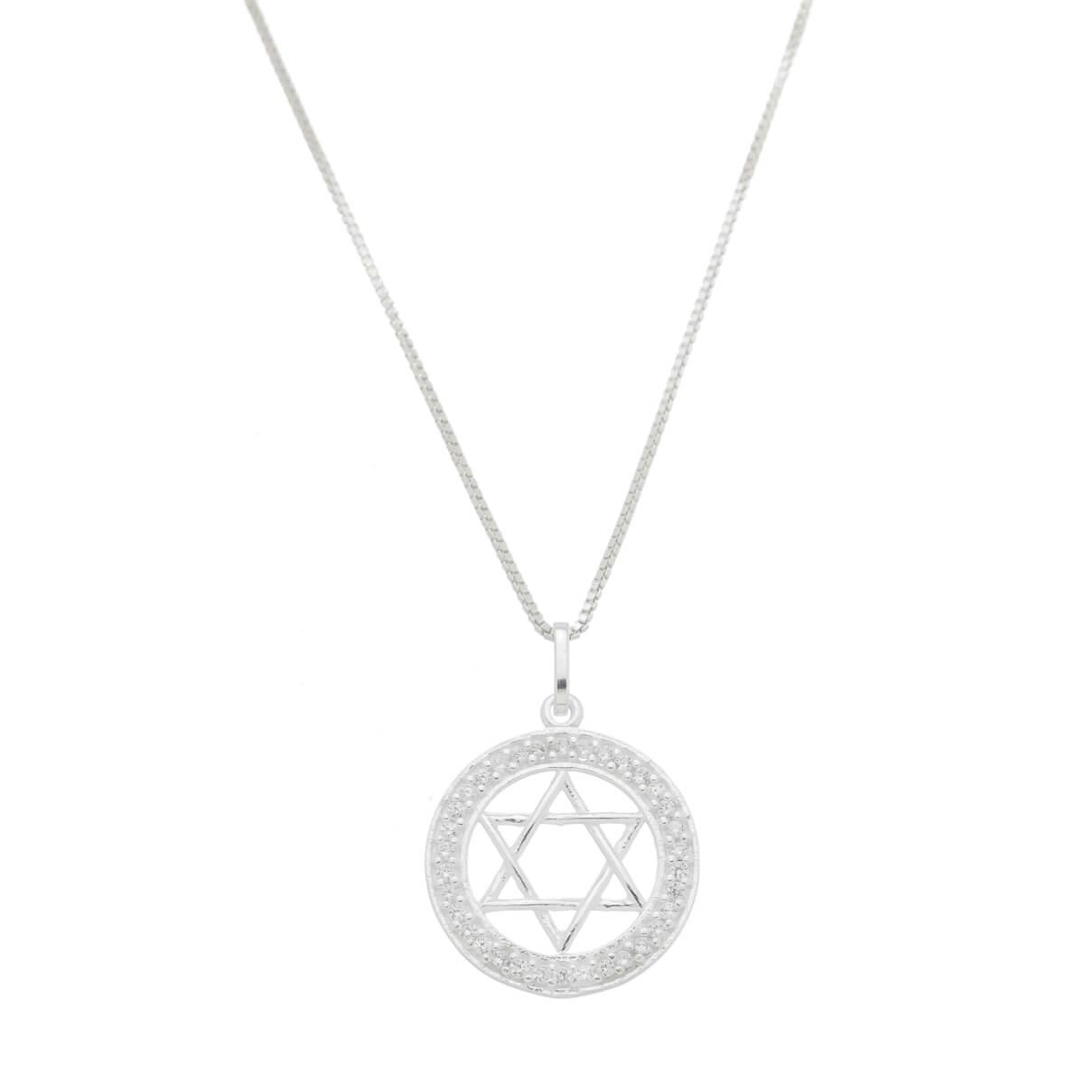 Pingente Prata Estrela de Davi C/ Pedras 15mm Prata 925
