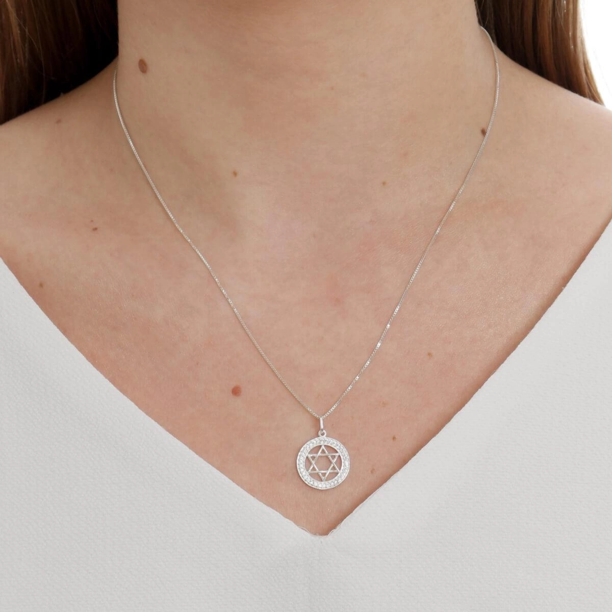 Pingente Prata Estrela de Davi C/ Pedras 15mm Prata 925