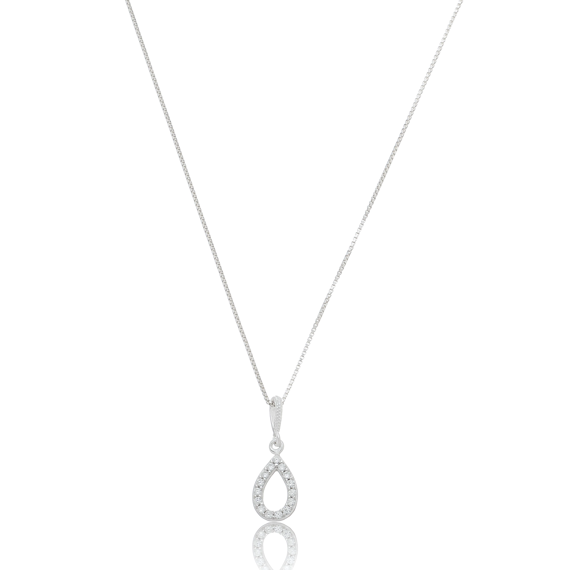 Pingente Prata Gota Vazada 1.30cm C/Zircônias Prata 925