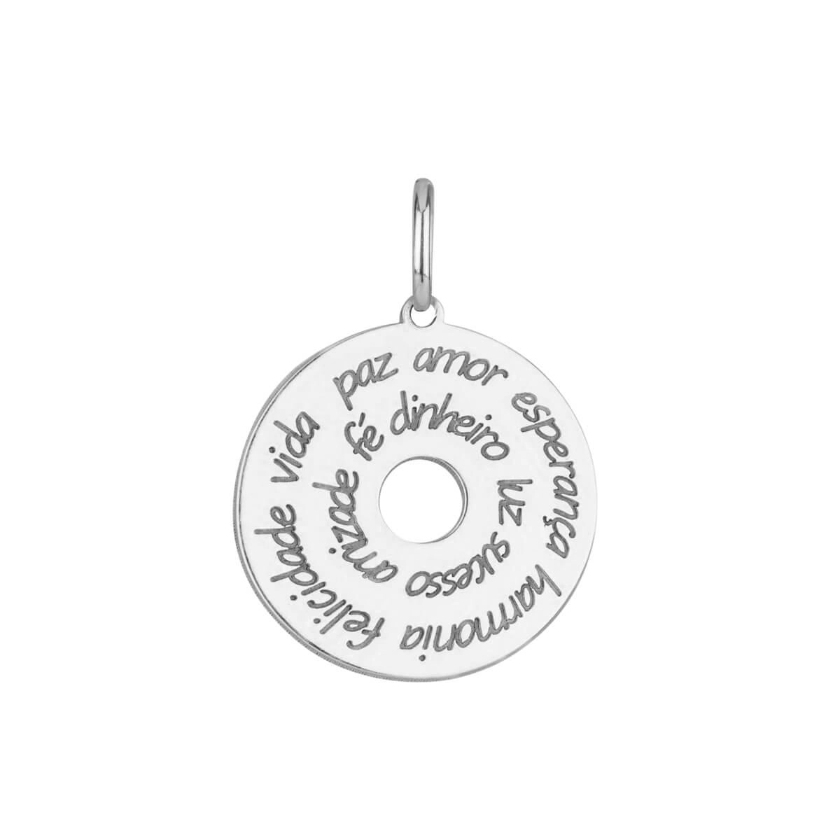 Pingente Prata Mandala Felicidade 15mm Prata 925