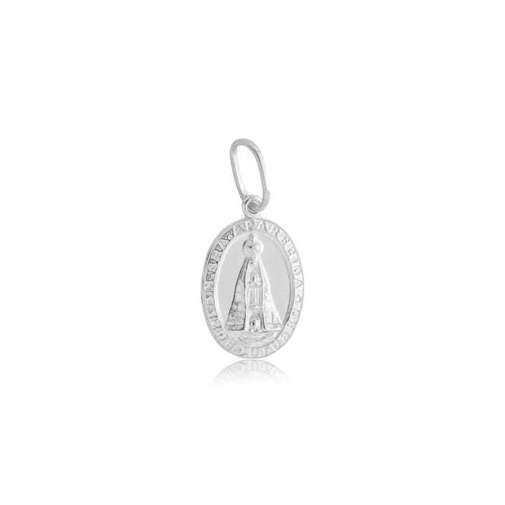 Pingente Prata Medalha Nossa Senhora da Aparecida 1.35cm Prata 925
