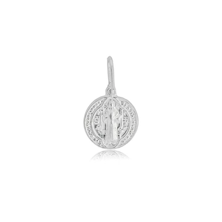 Pingente Prata Medalha São Bento 1cm Prata 925