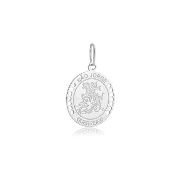 Pingente Prata Medalha São Jorge Guerreiro 1.70cm Prata 925