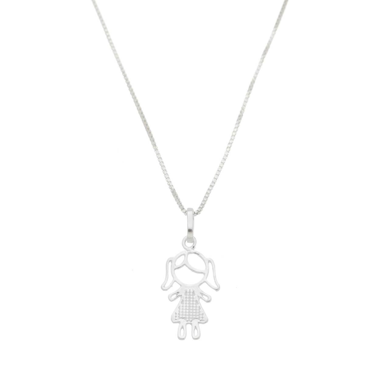 Pingente Prata Menina 16mm Prata 925