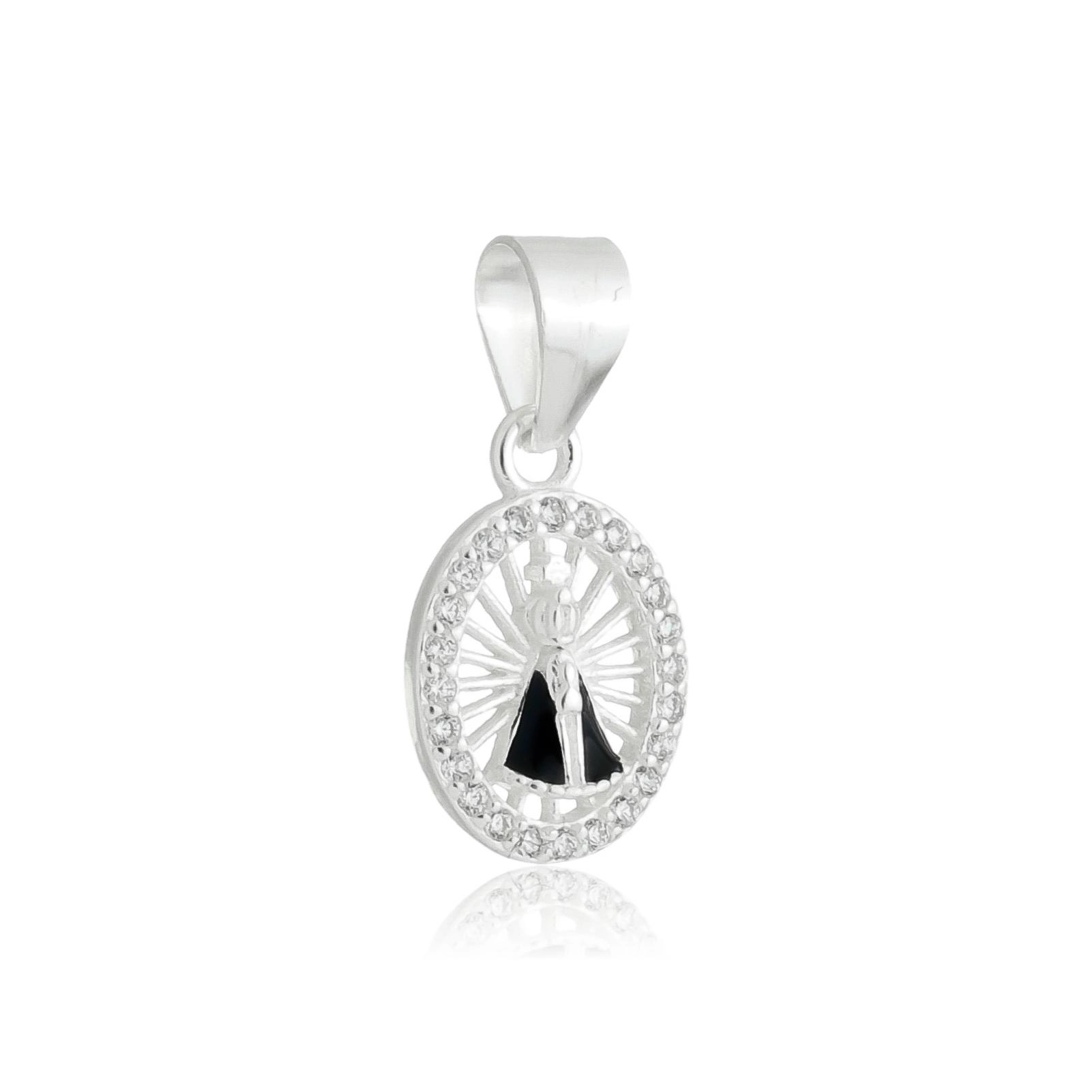 Pingente Prata Nossa Senhora 1.30cm C/Zircônias Prata 925