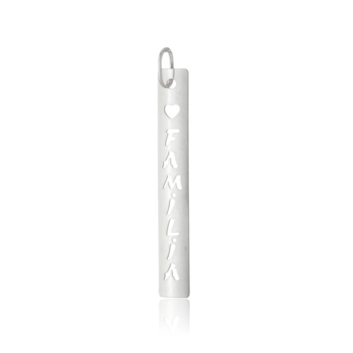 Pingente Prata Placa Familia 3.50cm Prata 925