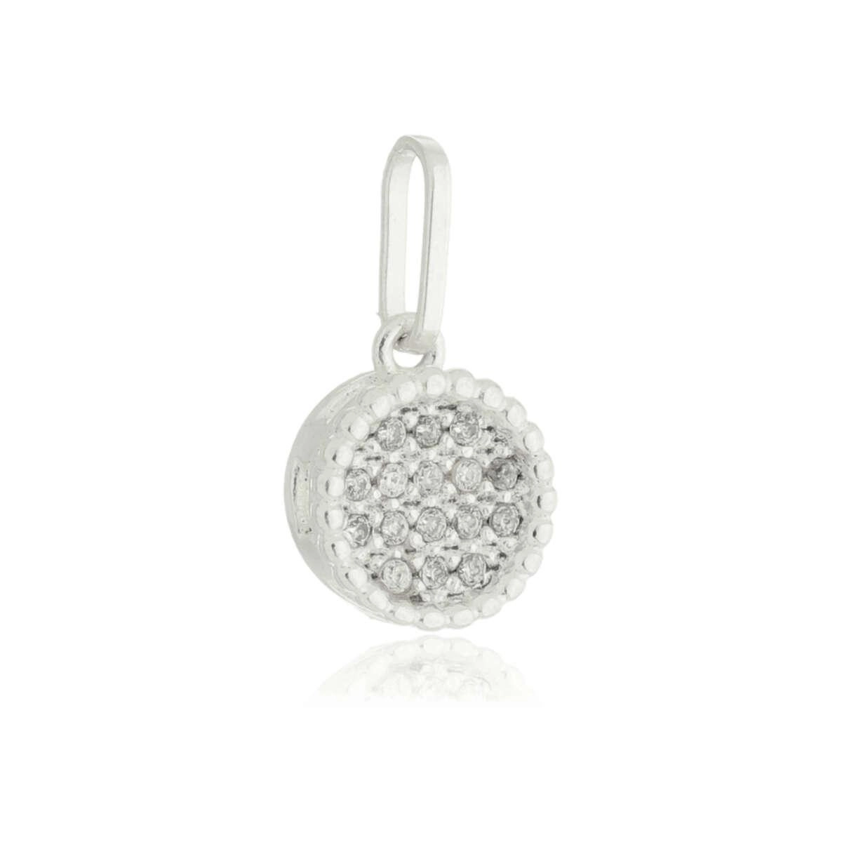 Pingente Prata Redondo C/Zircônias 9.50mm Prata 925