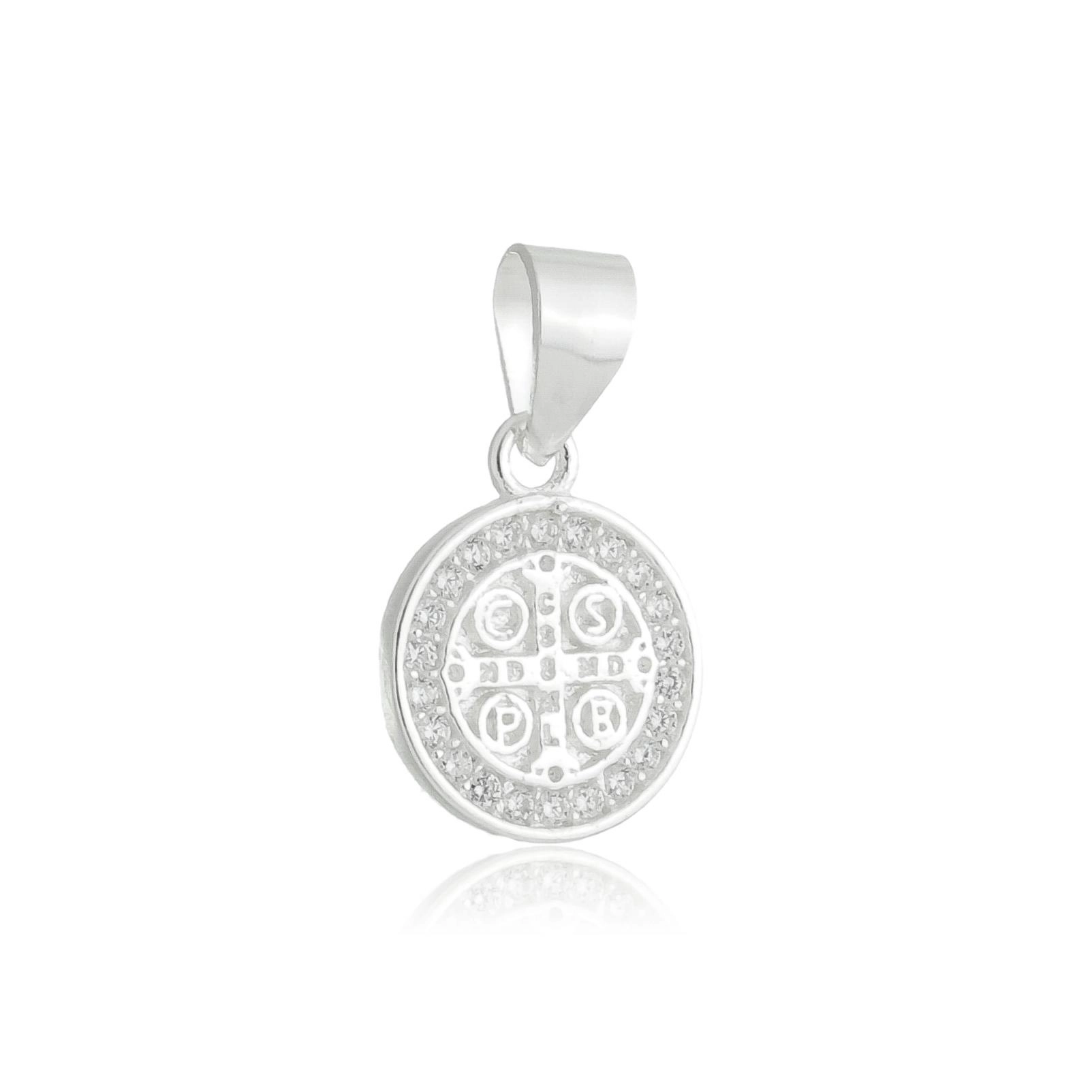 Pingente Prata São Bento 1.20cm C/Zircônias Prata 925