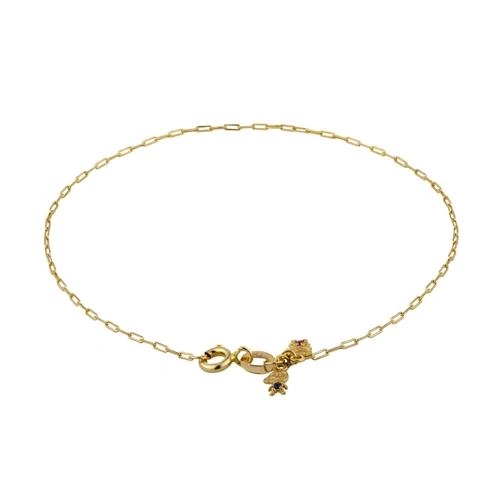 Pulseira Ouro 18k Cartier C/ Pingente Casal 18,5cm 0.75 gramas