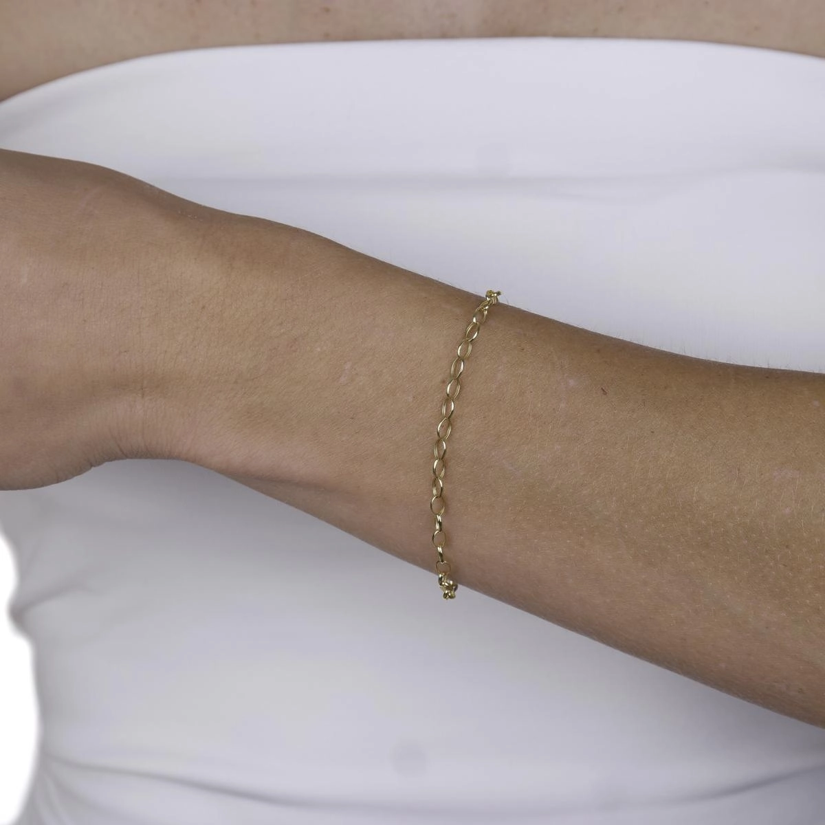 Pulseira Ouro 18k Elos Ovais 18.50cm 3.30mm