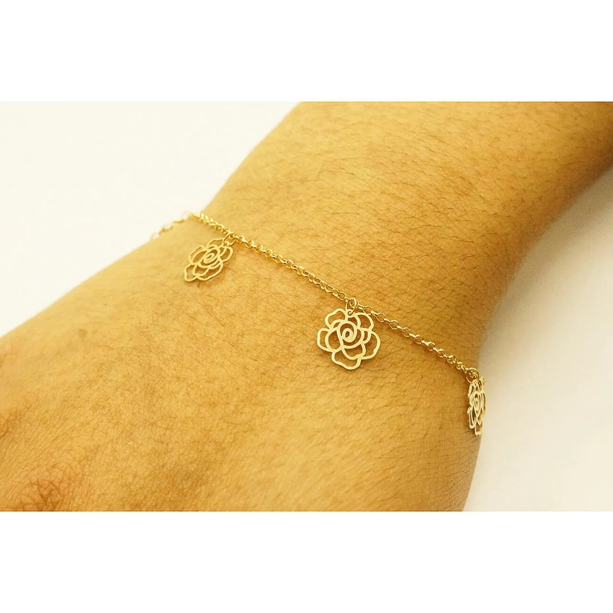 Pulseira Ouro 18k Flores 18cm 2.10 Gramas
