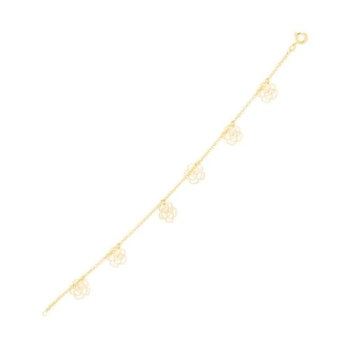 Pulseira Ouro 18k Flores 18cm 2.10 Gramas