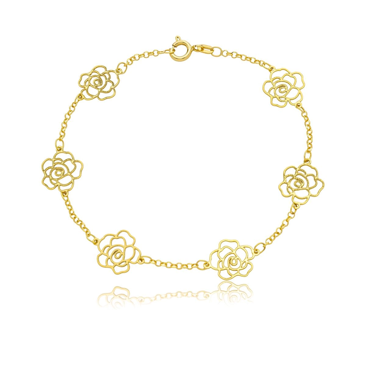 Pulseira Ouro 18k Flores 18cm 2.10 Gramas