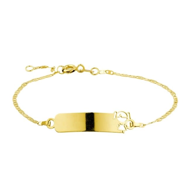 Pulseira Ouro 18k Infantil Chapa 15cm Regulável 1.10 Gramas
