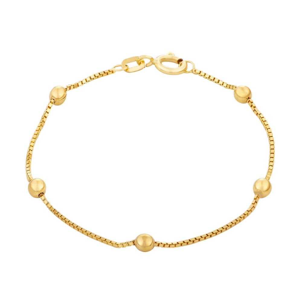 Pulseira Ouro 18k Veneziana C/Bola 13cm 1.45 Gramas