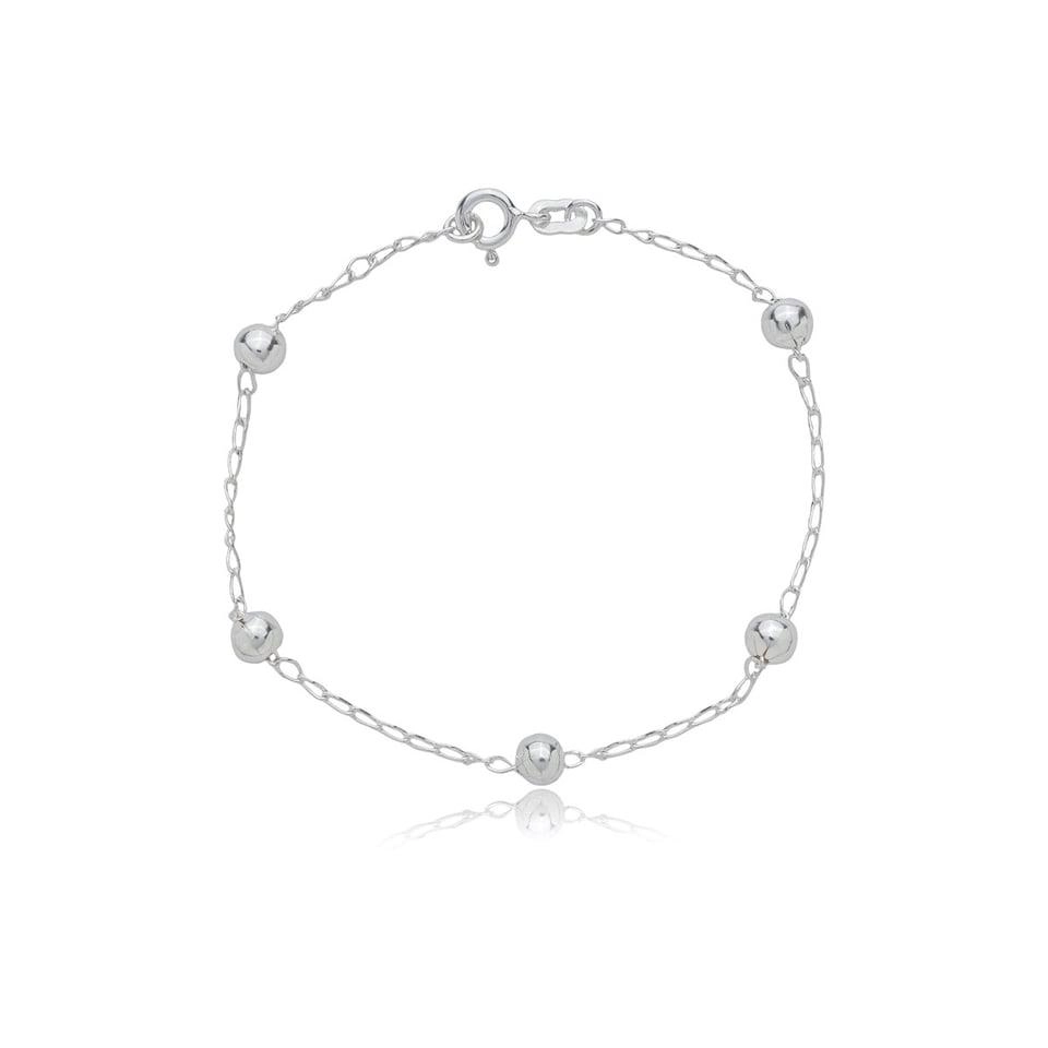 Pulseira Prata Bola Grande 19cm Prata 925
