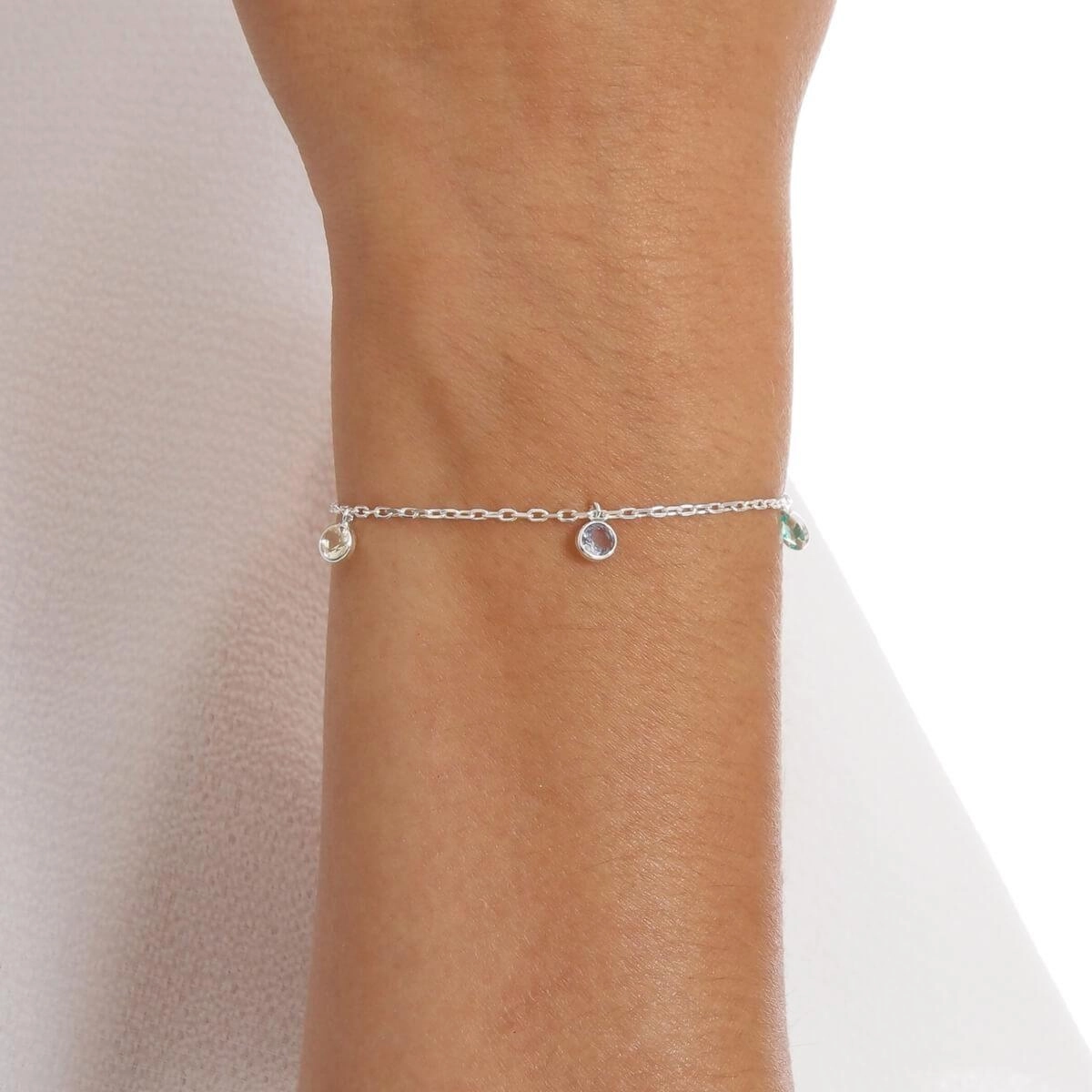 Pulseira Prata Cartier Ponto Luz Colorido 20cm Prata 925 PL09C