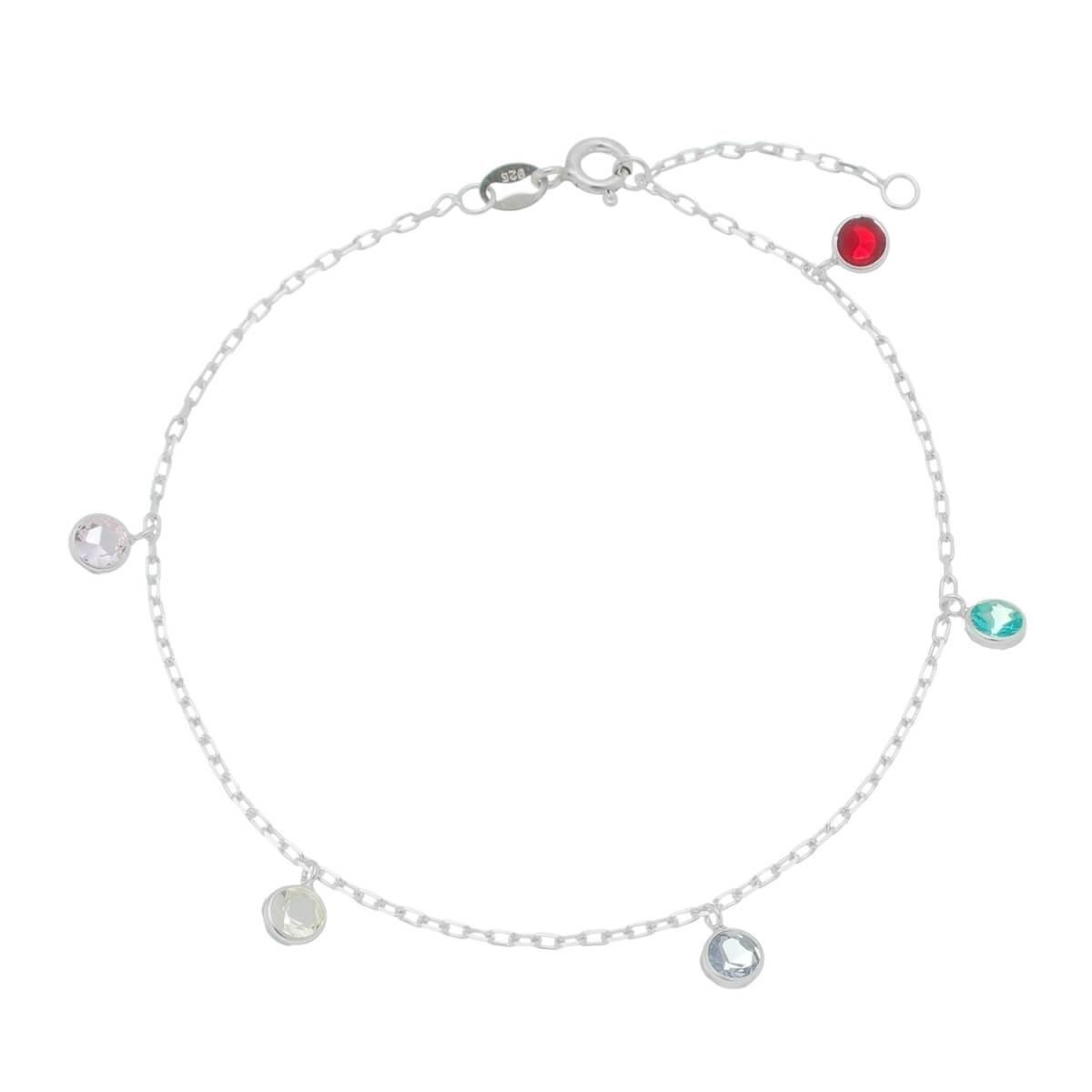 Pulseira Prata Cartier Ponto Luz Colorido 20cm Prata 925 PL09C