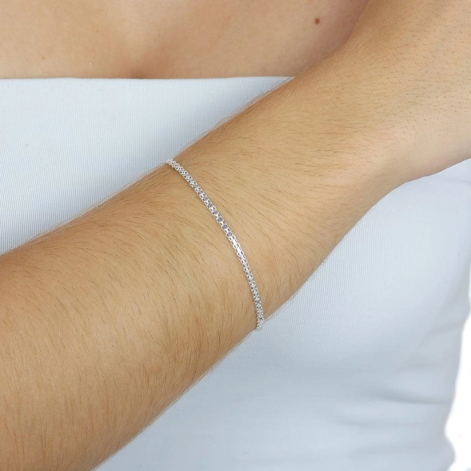 Pulseira Prata Esteira Bismark 18.50cm Prata 925
