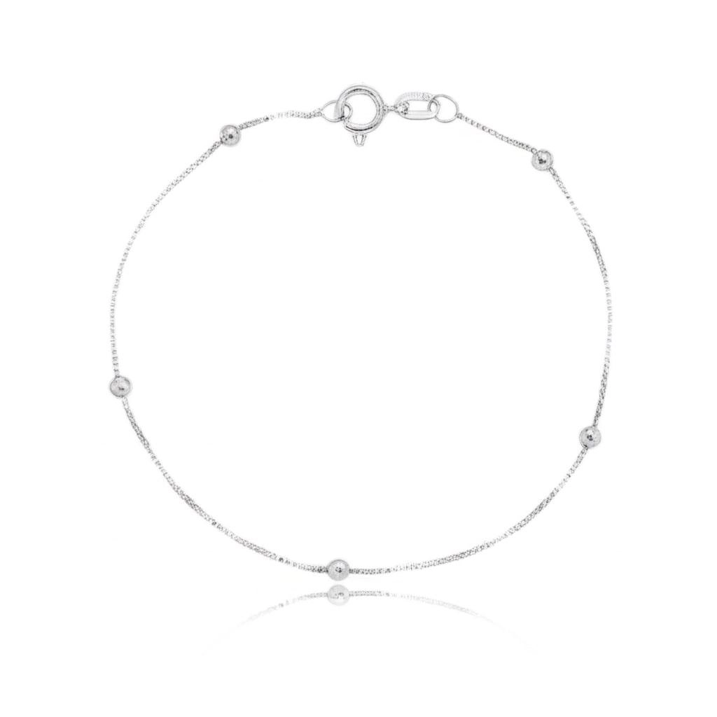 Pulseira Prata Infantil Veneziana C/Bola 13cm Prata 925
