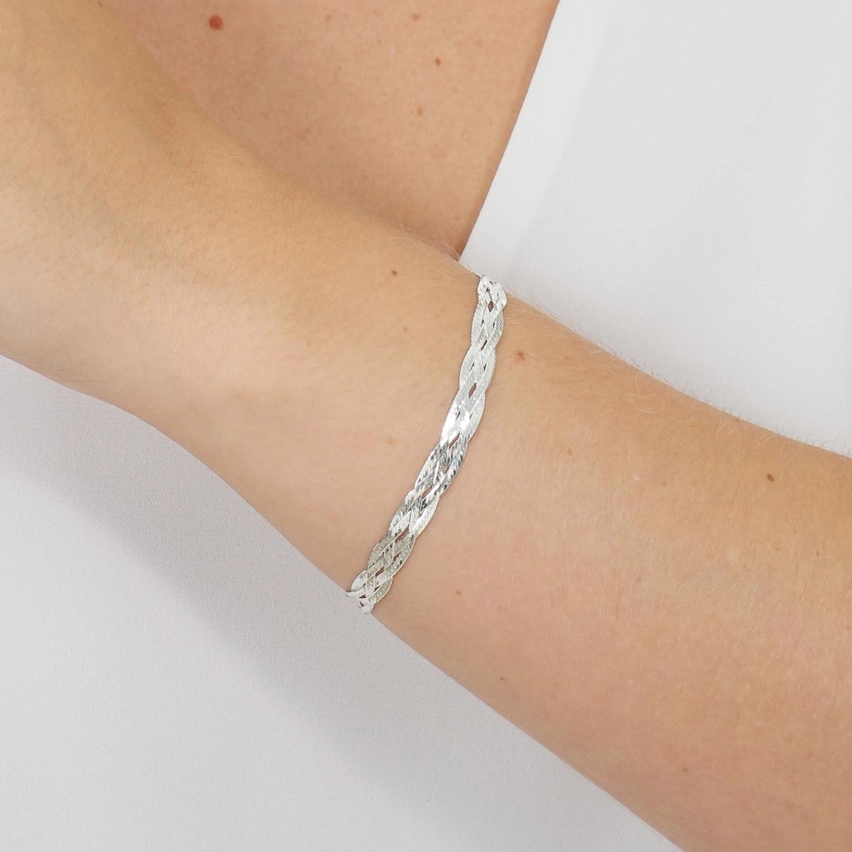 Pulseira Prata Trançada 4 Fios 18.50cm Prata 925