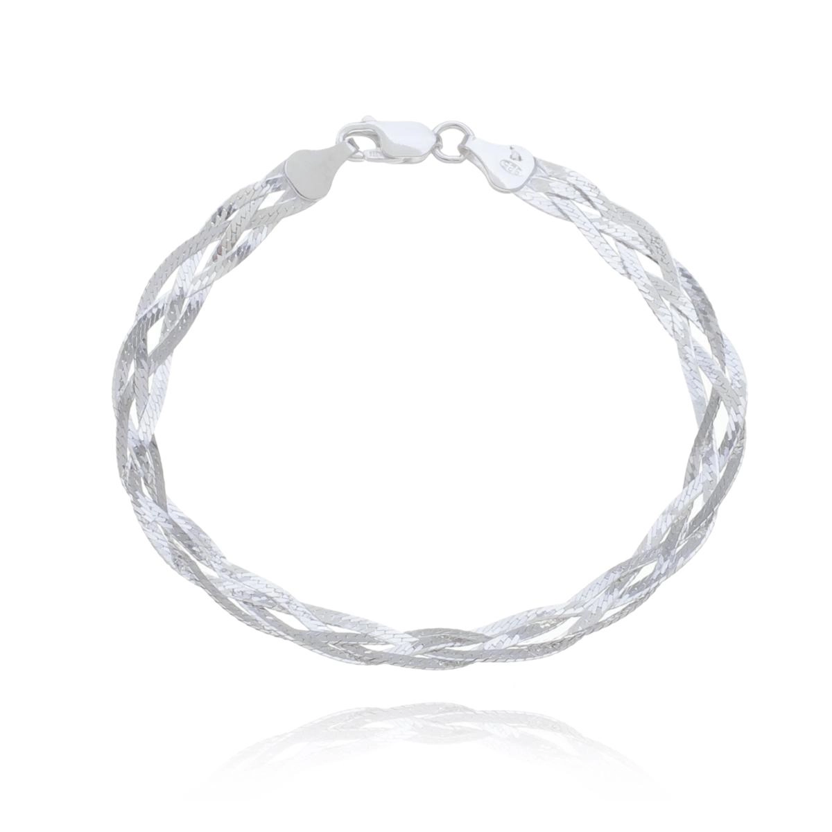 Pulseira Prata Trançada 4 Fios 18.50cm Prata 925